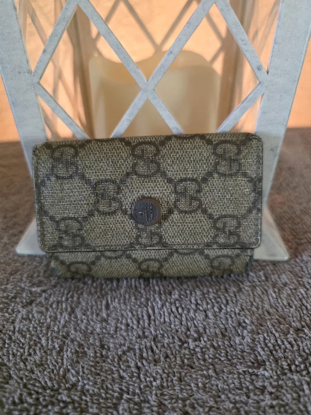 Gucci Brown GG Canvas Wallet Trio with Dark Brown Trim